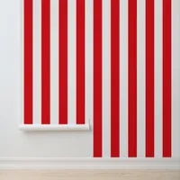 Red and White Barbershop Stripe Pattern Wallpaper