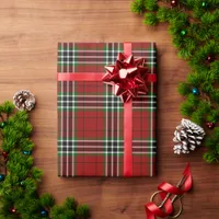 Classic red green white Christmas plaid Wrapping Paper