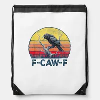 F-Caw-F Funny Raven Crow Vintage Gothic Bird Pun M Drawstring Bag
