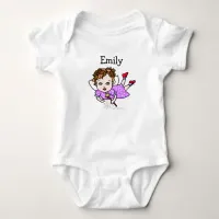 Cute Purple Fairy Whimsical Folk Art Baby Bodysuit