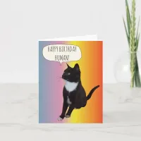 Black and white cat birthday card personalize