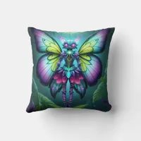 Mystical Moonlit Fairy in a Enchanted Garden Throw Pillow