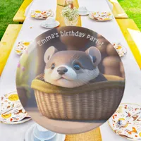 Cute otter baby in a basket - personalizable paper plates