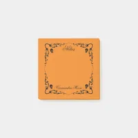 Halloween Orange & Black Magic Border Personalized Post-it Notes