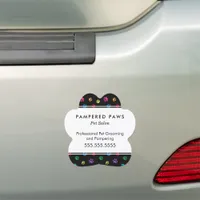Colorful Paw Prints Professional Pet Salon Car Magnet
