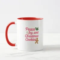 Christmas peace joy cookies quote red mug