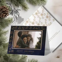 Elegant Photo Blue Pattern  Holiday Card