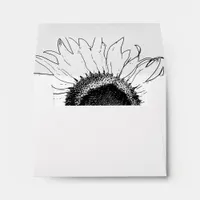 Black and White Sunflower Wedding RSVP Card Envelope