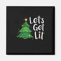 Let's Get Lit Christmas Tree Lights Funny Classic Magnet