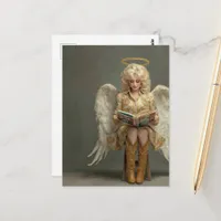 Blond Angel Cowgirl Woman With Book Postcard