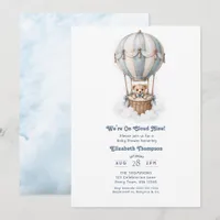 We're On Cloud Nine Hot Air Balloon Baby Shower Invitation