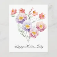 Budget Pretty Watercolor Florals Mothers Day Card