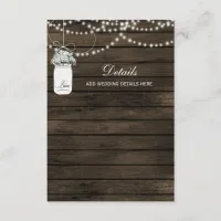 barn wood mason jar rustic wedding  enclosure card