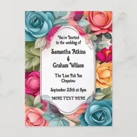 With Love in Full Bloom Wedding Invitation Postcard