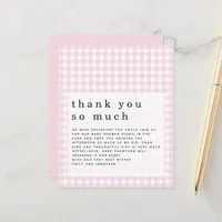 Budget Picnic Baby Shower Pink Gingham Thank You