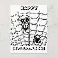 Spider in Web with Skull Postcard