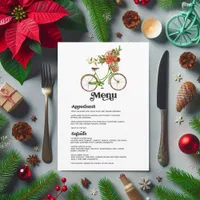 Retro Poinsettia Bicycle Christmas Holiday Wedding Menu