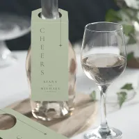 Chic Minimal Wedding Cheers Sage Green ID1046 Bottle Hanger Tag