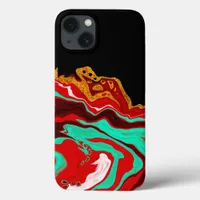 Black, Gold, Burgundy, Marble Art iPhone 13 Case
