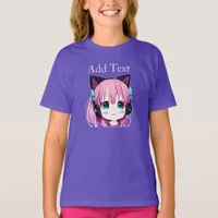 Personalized Kawaii Girl with Headphones on T-Shirt