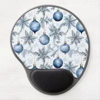 Vintage Blue Christmas Tree Ornaments Pattern Gel Mouse Pad