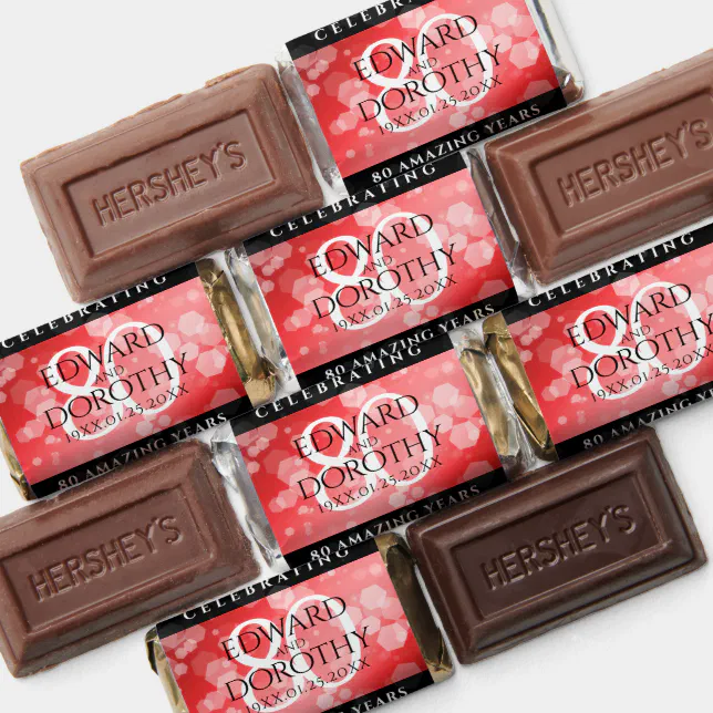 Elegant 80th Ruby Wedding Anniversary Celebration Hershey's Miniatures