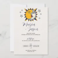 Sun Moon Stars Mystical Celestial Spanish Wedding Invitation