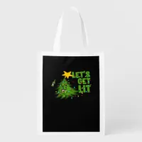 Let's Get Lit Tipsy Christmas Tree Funny Essential Grocery Bag