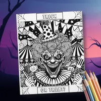 Spooky Clown Halloween Coloring Page