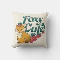Foxy Cute with Flowers Throw Pillow
