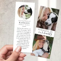 Forever in Our Hearts Calligraphy 3 Photo Funeral Bookmarks