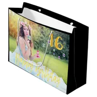 Sweet 16 sixteen custom photo black large gift bag