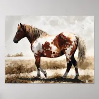 Pinto Mustang Horse Painting Poster