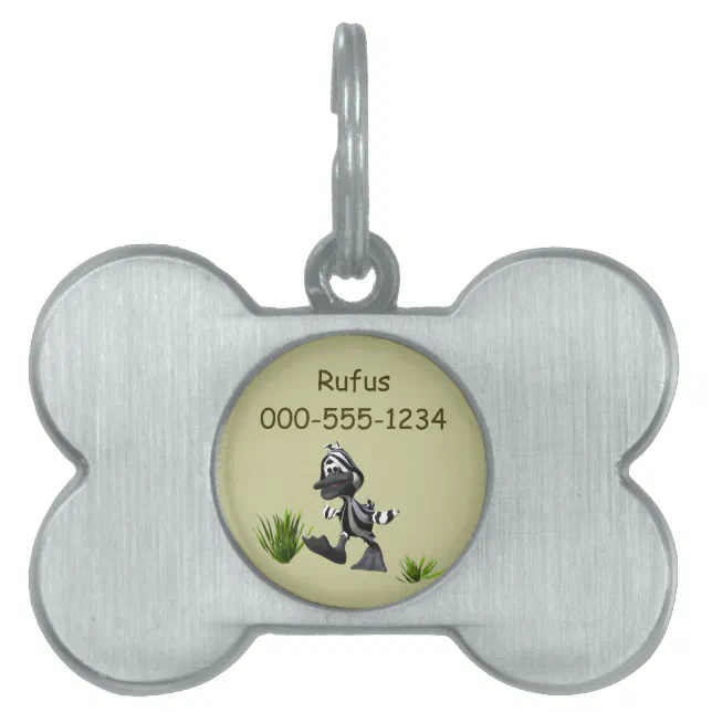 Cute Cartoon Zebra Duck Pet Name Tag