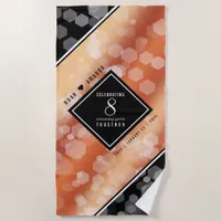 Elegant 8th Bronze Wedding Anniversary Celebration Beach Towel