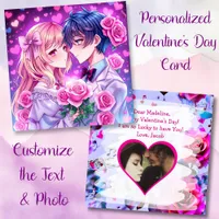 Personalized Photo and Text Anime Valentine's Day Card