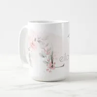 Delicate Blush Pink Rose Monogram Letter L Coffee Mug