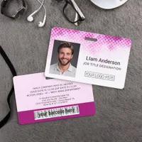 Pink Custom Employee Photo ID Badge