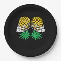 Halloween Upside Down Pineapple Swinger Skeleton Paper Plates