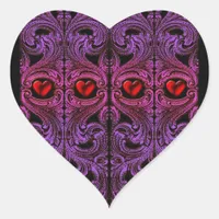 Goth Purple Ornament with Heart Heart Sticker