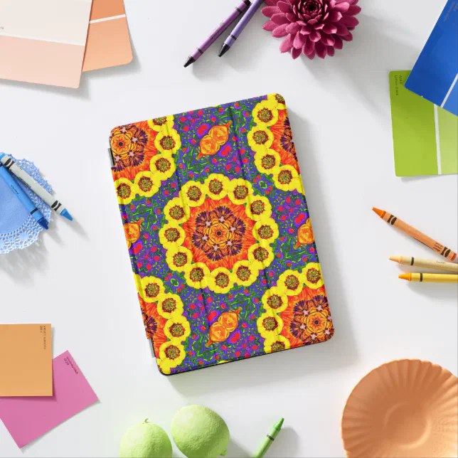 Golden flower kaleidoscope iPad pro cover