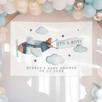 Vintage Airplane It's A Boy Baby Shower Welcome  Banner