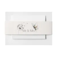  Elegant Butterfly and Dandelion Puff Pastels Ink Invitation Belly Band