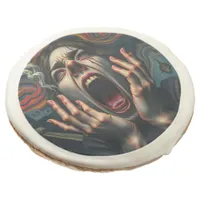 Tormented Woman Haunting Scream Sugar Cookie