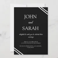 Simple classic Minimalist black and white Wedding Invitation