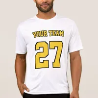 Sports Team Name Number Bold Yellow Text T-Shirt