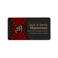 Satin Gothic Monogram Red+Black Address Label