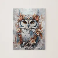 Cute Beautiful Boho Owl Jigsaw Puzzle