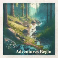 Let the Adventures Begin | Camping Hiking Trail Glass Coaster