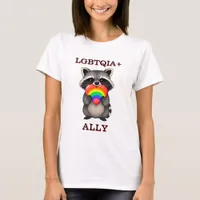 LGBTQIA+ Ally | Raccoon with Rainbow Heart T-Shirt